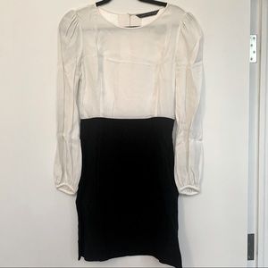 Zara puff sleeve black and white dress